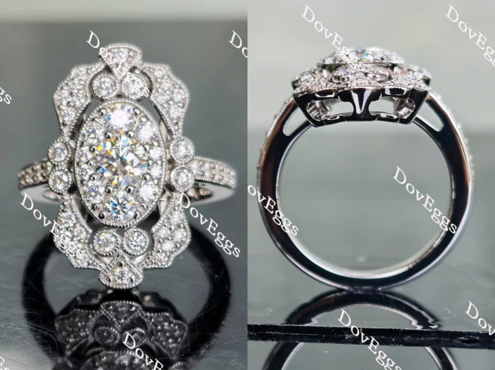 Lab Diamond Ring with Pave Accents in Gold or Platinum | DovEggs