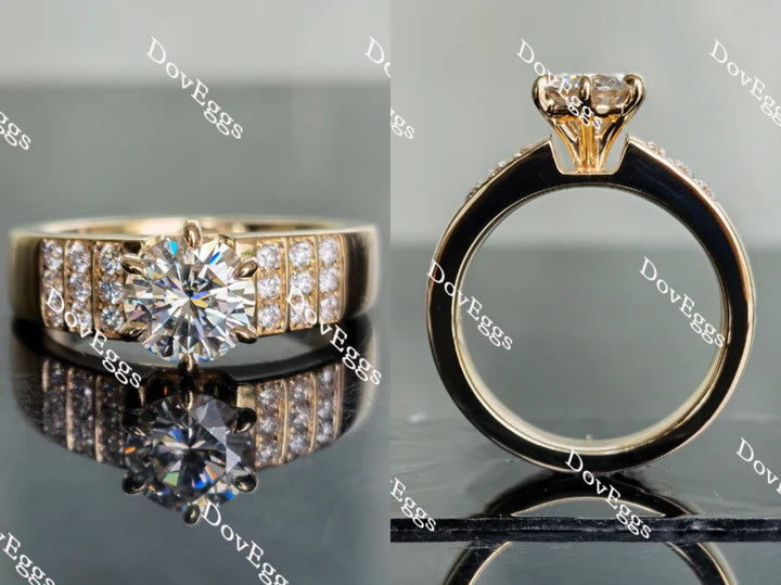 Ethical Lab Diamond Ring with Pave Accents in Gold or Platinum | DovEggs