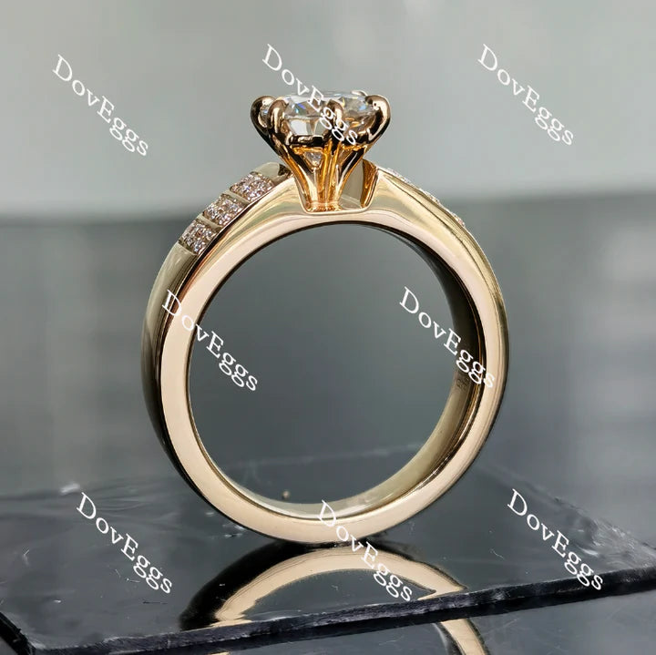 Ethical Lab Diamond Ring with Pave Accents in Gold or Platinum | DovEggs