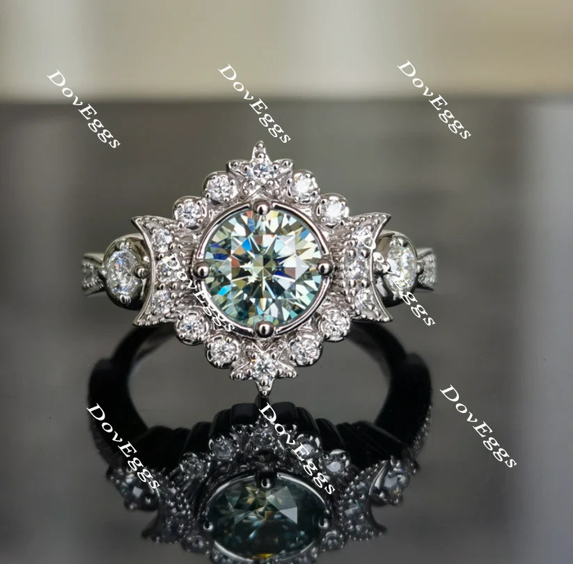 Lab Diamond Ring with Pave Accents (Moissanite/LGD) in 10K/14K Gold or Platinum | DovEggs