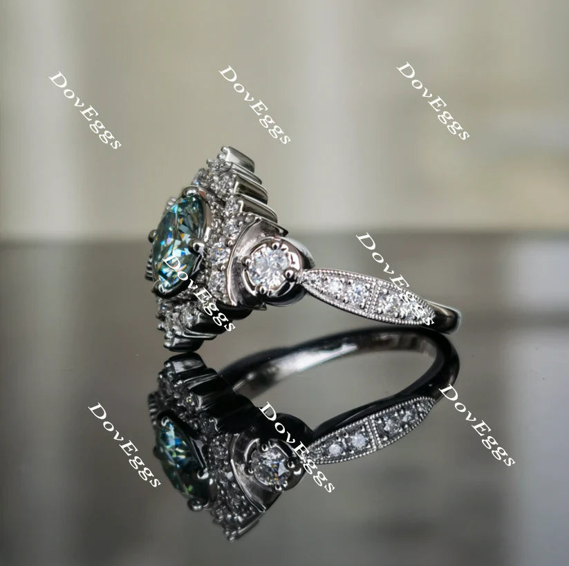 Lab Diamond Ring with Pave Accents (Moissanite/LGD) in 10K/14K Gold or Platinum | DovEggs