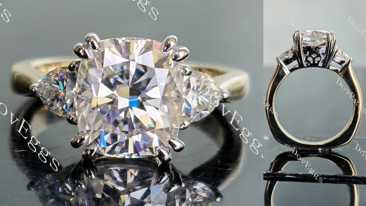 Three-stone lab diamond engagement ring semi-mount only(Exclusively to DovEggs Stones)