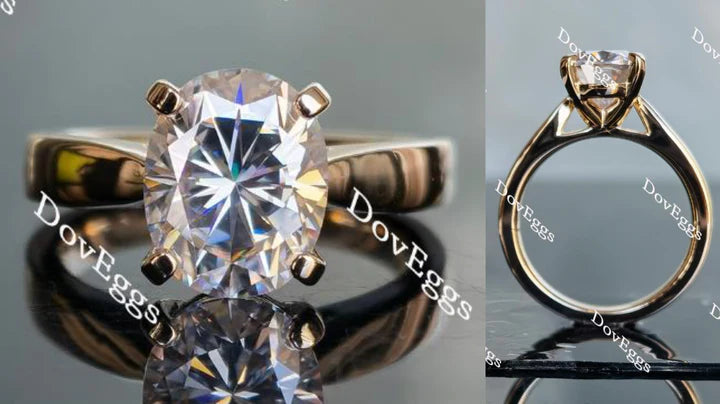 Bezel solitaire Art Deco custom lab diamond Engagement Ring | DovEggs