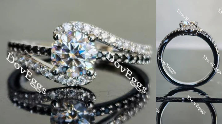 Lab Diamond Ring with Pave Accents (Moissanite/LGD) in 10K/14K Gold or Platinum | DovEggs
