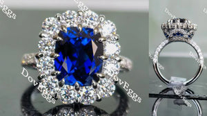 Lab Diamond Ring with Pave Accents (Moissanite/LGD) in 10K/14K Gold or Platinum | DovEggs