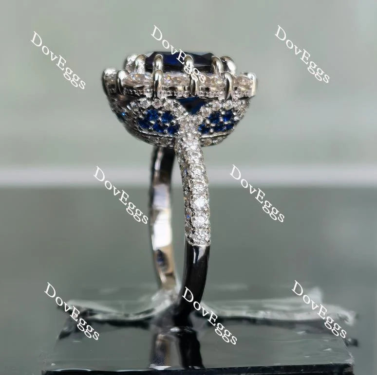 Lab Diamond Ring with Pave Accents (Moissanite/LGD) in 10K/14K Gold or Platinum | DovEggs