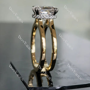 Lab Diamond Ring with Pave Accents (Moissanite/LGD) in 10K/14K Gold or Platinum | DovEggs