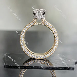 Lab Diamond Ring with Pave Accents (Moissanite/LGD) in 10K/14K Gold or Platinum | DovEggs
