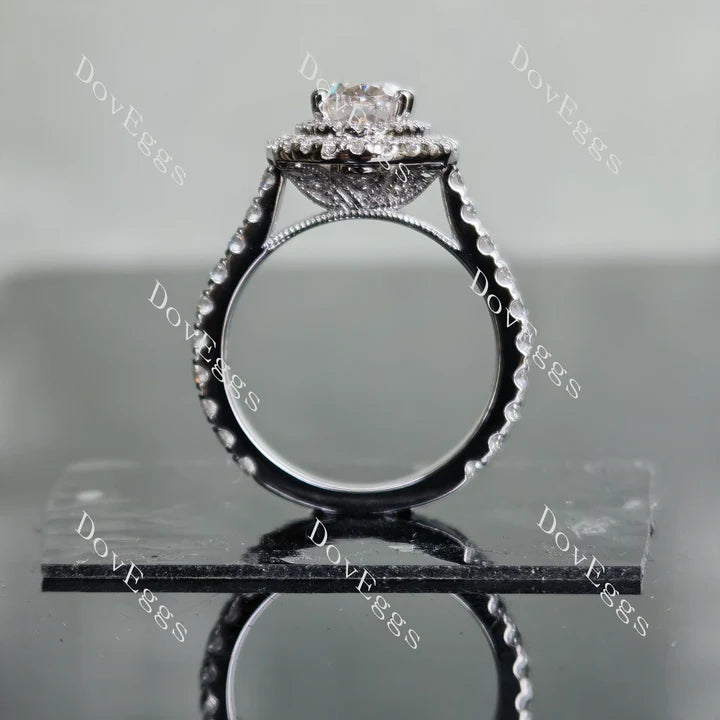 Vintage oval pave moissnaite engagement ring|Doveggs 