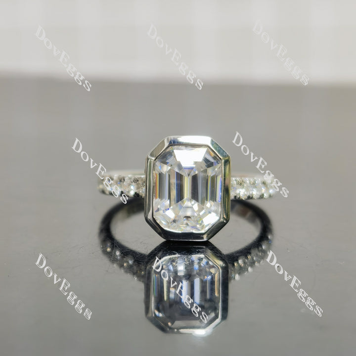 (size 7) Doveggs sterling silver 3ct GHI color elongated Krupp cut moissanite engagement ring
