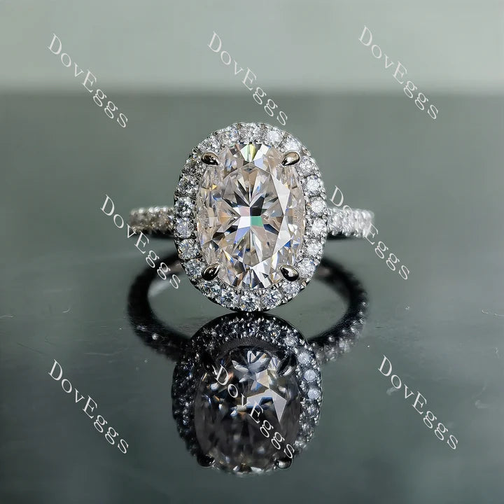 Doveggs oval halo moissanite engagement ring