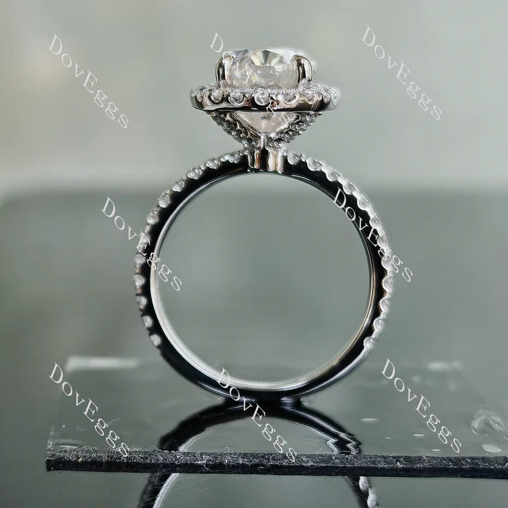 Doveggs oval pave sterling silver moissanite rings