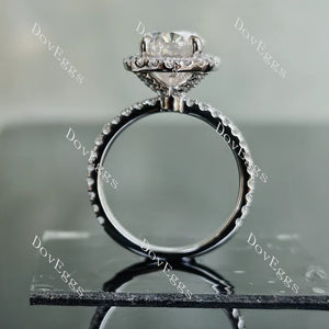 Doveggs oval pave sterling silver moissanite rings