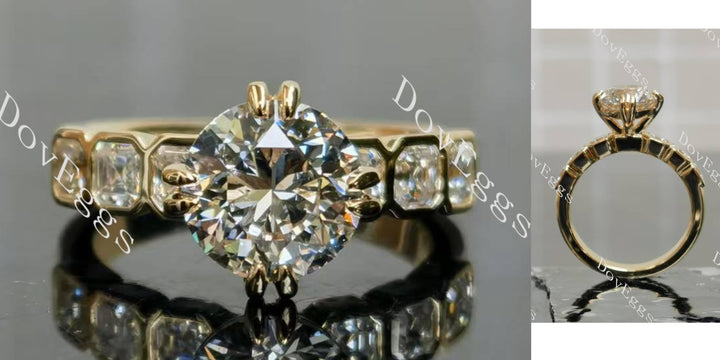 Round asscher bezel moissanite engagement ring main view| Doveggs