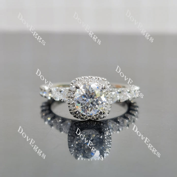 (size 7) Doveggs sterling silver 1ct GHI color round moissanite engagement ring