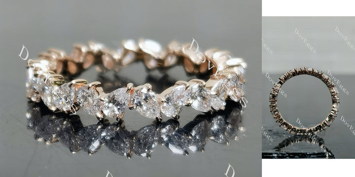 Pear moissanite or lab grown diamond accents wedding band main view| Doveggs