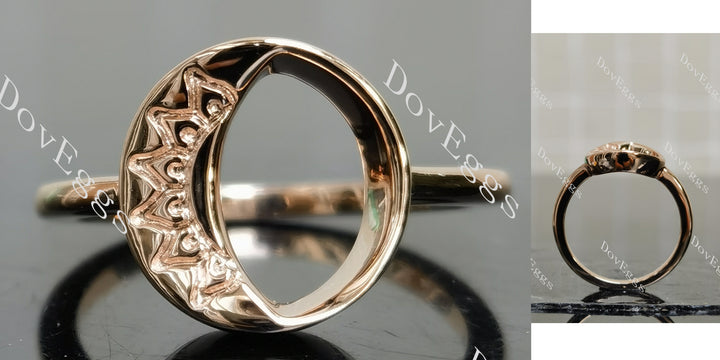 Moon hollow out engagement ring main view| Doveggs