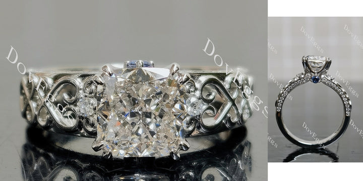 Doveggs Cushion Pave Art Deco Lab Grown Diamond Engagement Ring - DovEggs-Seattle