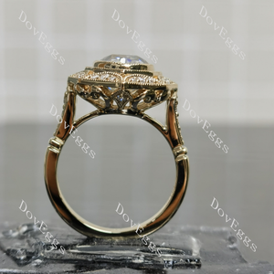 Oval vintage art deco moissanite engagement ring| Doveggs