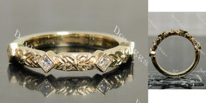 Princess art deco wedding band main view | Doveggs
