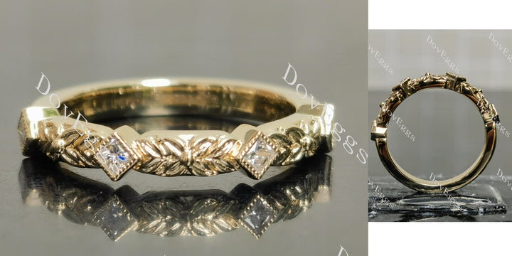 Princess art deco wedding band main view | Doveggs