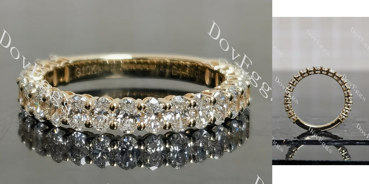 Oval 3/4 eternity pave lab grown diamond wedding band main view| Doveggs