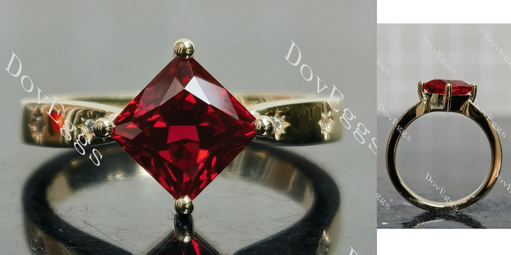 Princess star loop ruby sapphire engagement ring main view| Doveggs