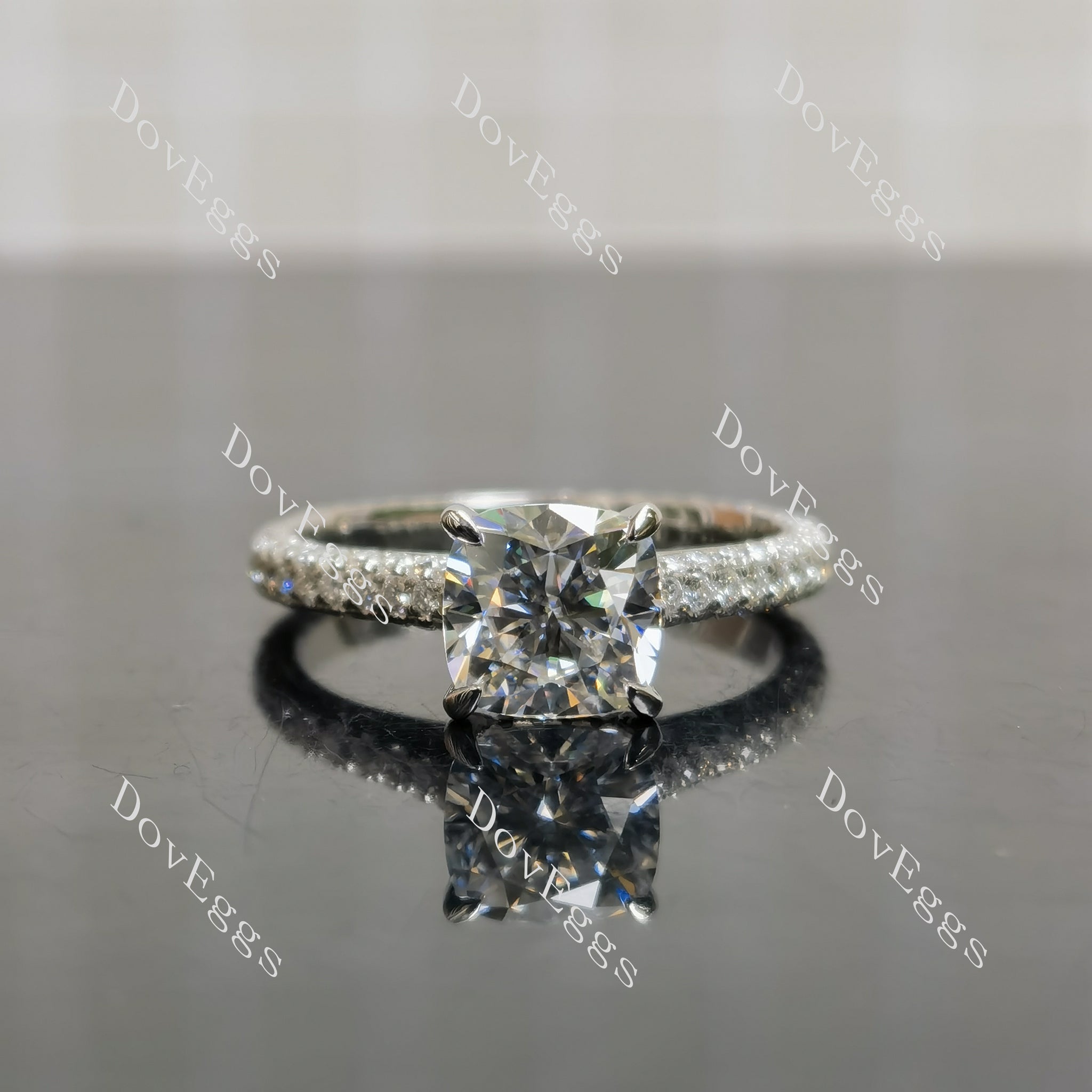 cushion cut moissanite engagement ring Front view