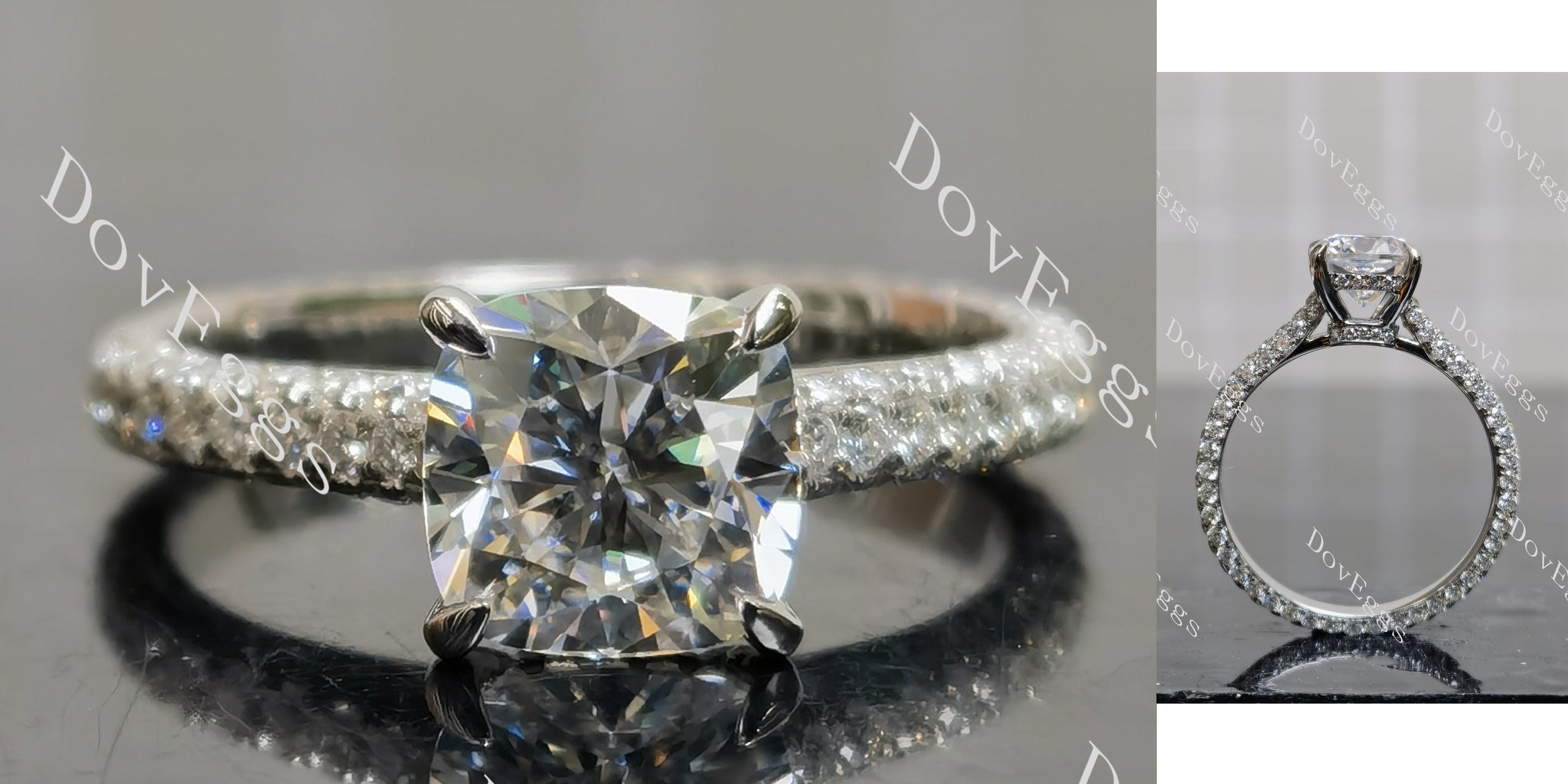 cushion pave full enternity moissanite