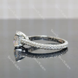 cushion cut moissanite engagement ring side view