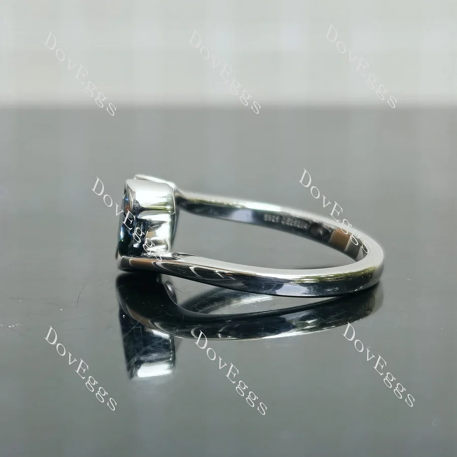 Doveggs bezel two stones engagement ring only semi-mount only(Exclusively to DovEggs Stones)