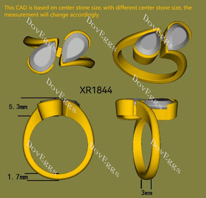 Doveggs bezel two stones engagement ring only semi-mount only(Exclusively to DovEggs Stones)