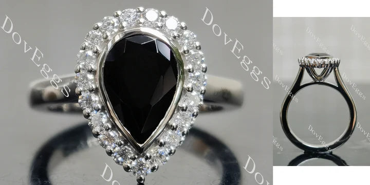 Bezel halo engagement ring semi-mount only(Exclusively to DovEggs Stones)