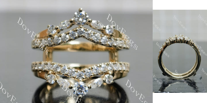 Round marquise pave moissanite/lab grown diamond enhancer main view| Doveggs