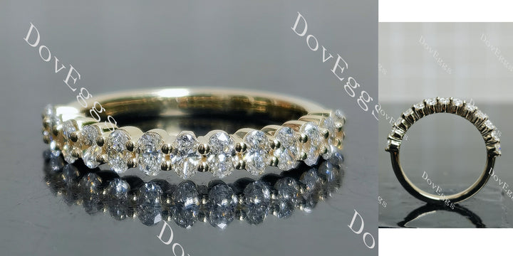 oval half eternity pave moissanite/lab grown diamond wedding band