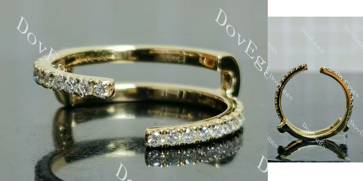 Round pave moissanite or lab grown diamond accents enhancer main view| Doveggs