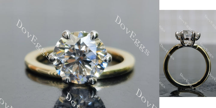 Round solitaire lab grown diamond engagement ring main view| Doveggs