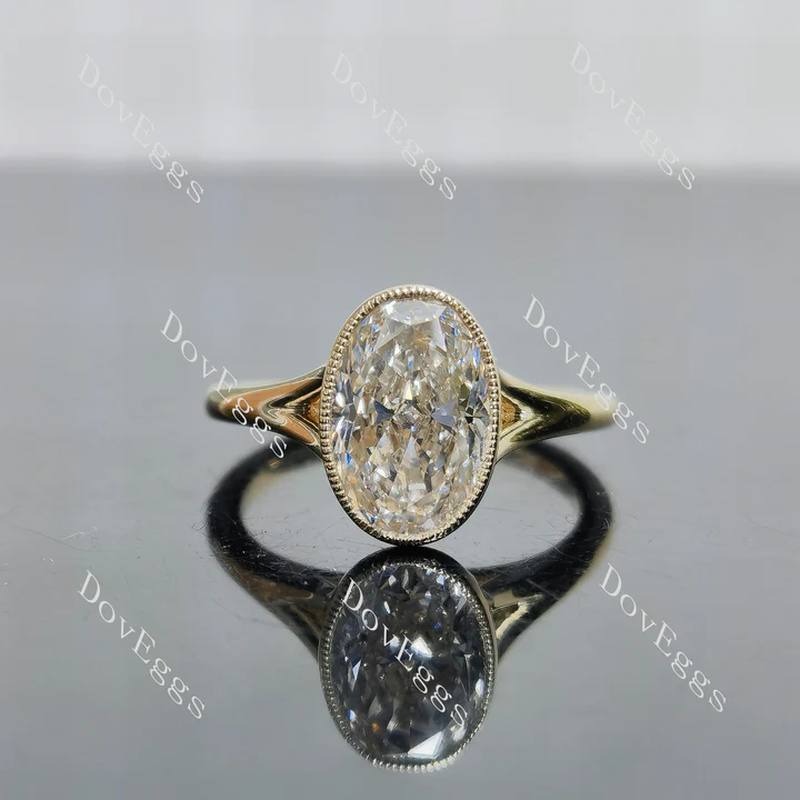 Split shank bezel setting custom lab diamond engagement ring with accents | DovEggs