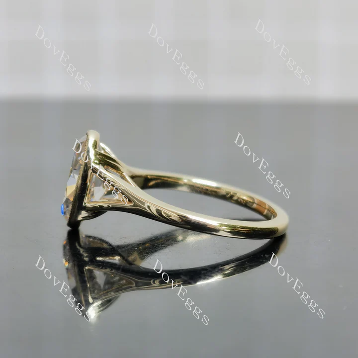 Split shank bezel setting custom lab diamond engagement ring with accents | DovEggs