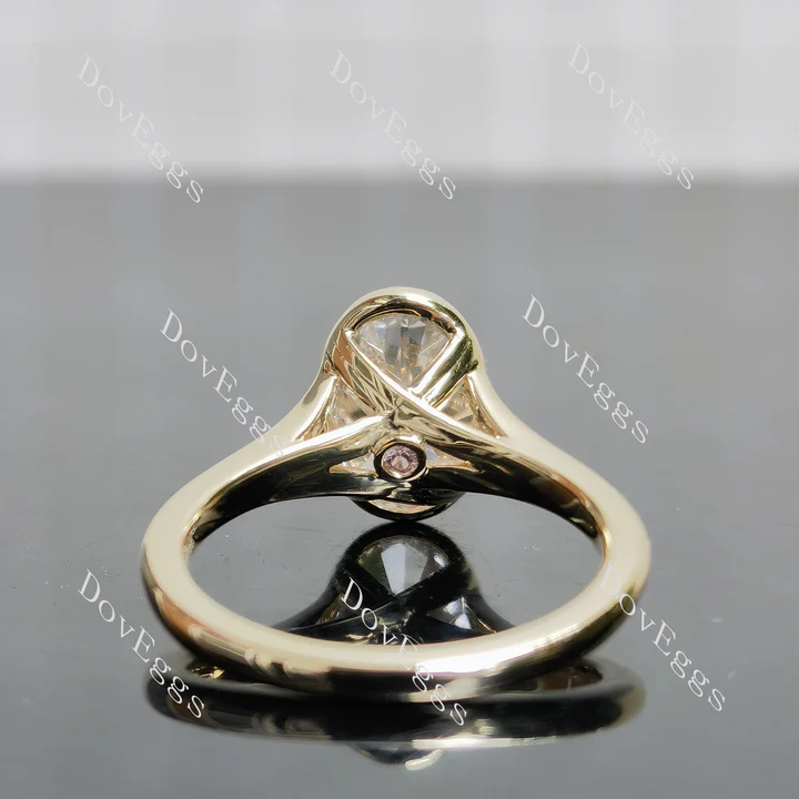 Split shank bezel setting custom lab diamond engagement ring with accents | DovEggs