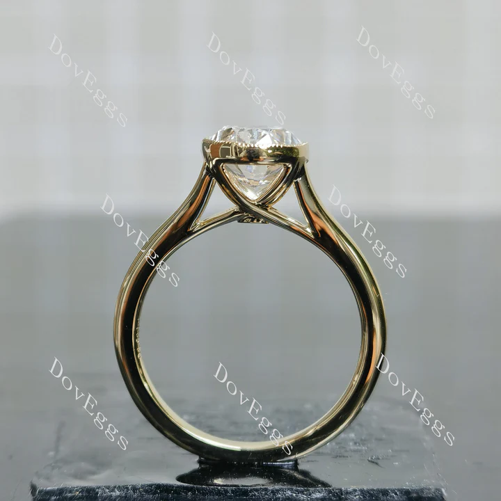 Split shank bezel setting custom lab diamond engagement ring with accents | DovEggs