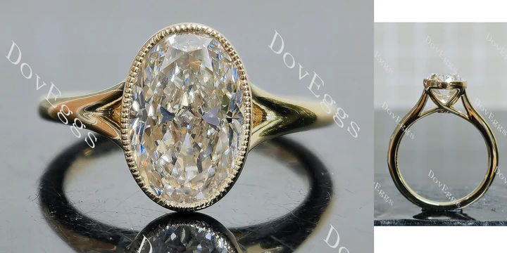 Split shank bezel setting custom lab diamond engagement ring with accents | DovEggs