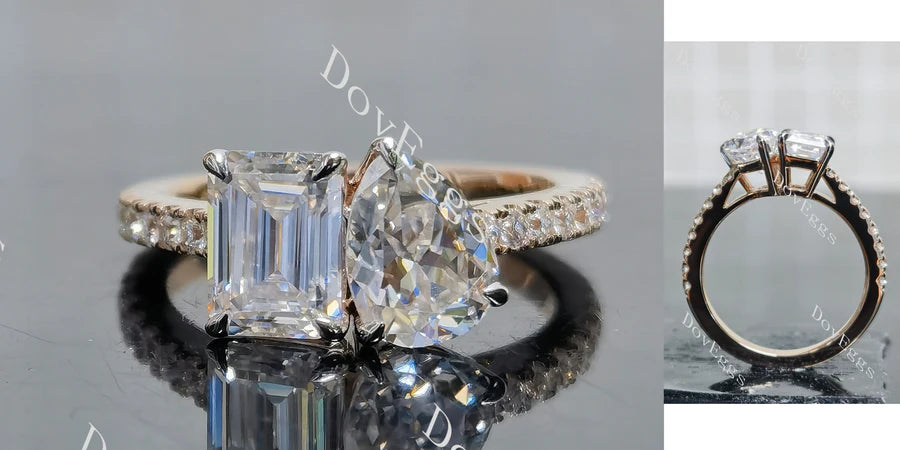 Lab Diamond Ring with Round Accents (Moissanite/LGD) in 10K/14K Gold or Platinum | DovEggs