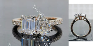 Lab Diamond Ring with Round Accents (Moissanite/LGD) in 10K/14K Gold or Platinum | DovEggs