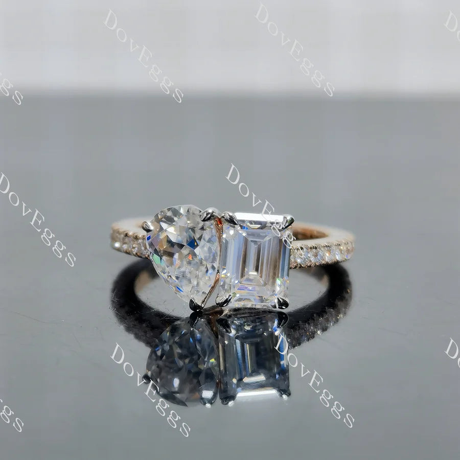 Lab Diamond Ring with Round Accents (Moissanite/LGD) in 10K/14K Gold or Platinum | DovEggs