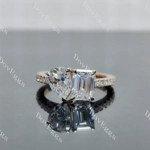 Lab Diamond Ring with Round Accents (Moissanite/LGD) in 10K/14K Gold or Platinum | DovEggs
