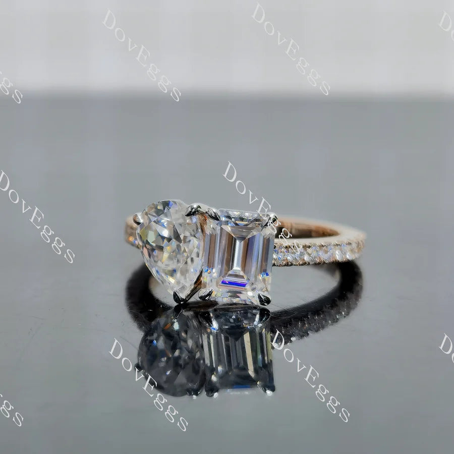 Lab Diamond Ring with Round Accents (Moissanite/LGD) in 10K/14K Gold or Platinum | DovEggs