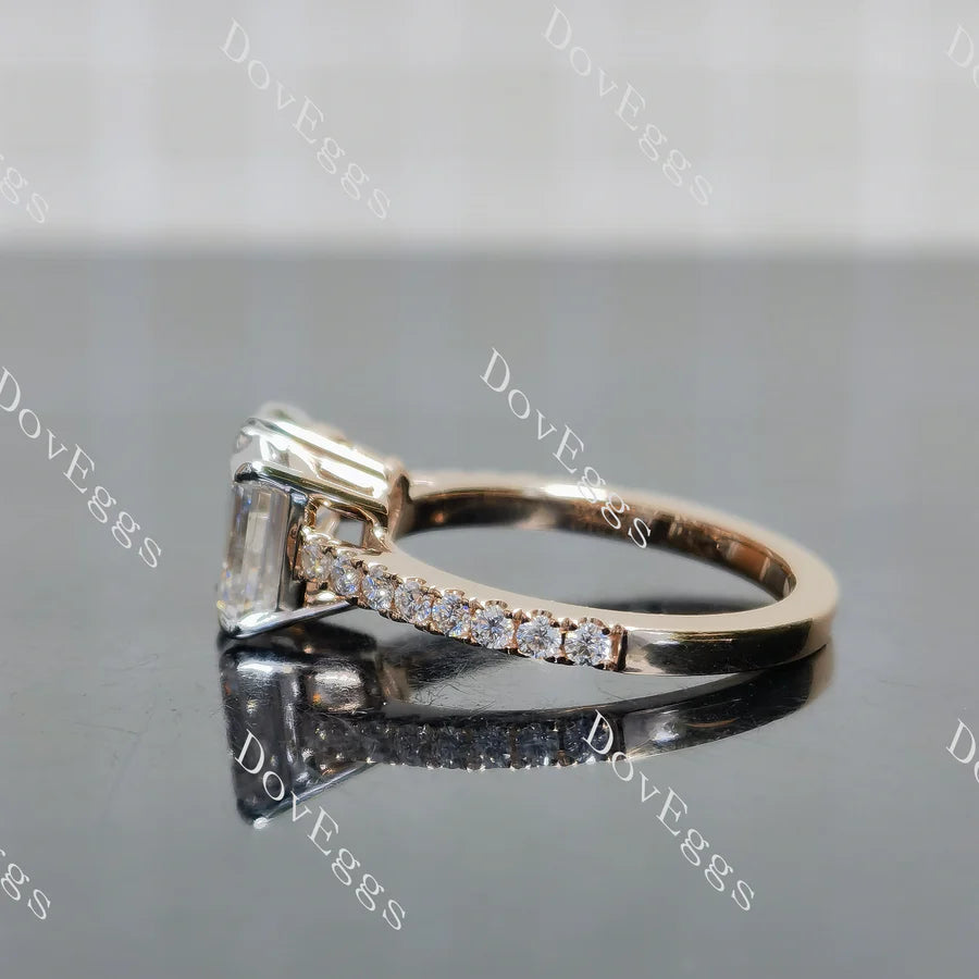 Lab Diamond Ring with Round Accents (Moissanite/LGD) in 10K/14K Gold or Platinum | DovEggs