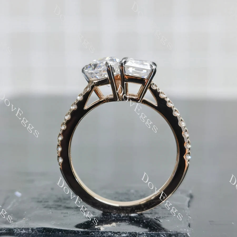 Lab Diamond Ring with Round Accents (Moissanite/LGD) in 10K/14K Gold or Platinum | DovEggs
