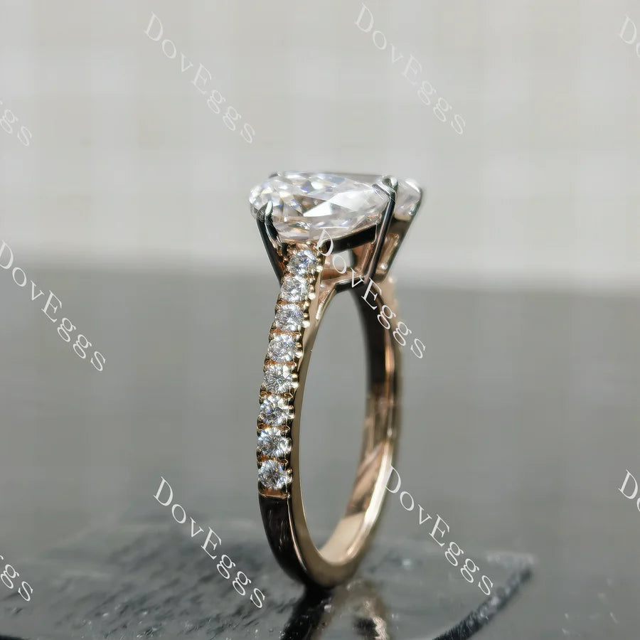 Lab Diamond Ring with Round Accents (Moissanite/LGD) in 10K/14K Gold or Platinum | DovEggs